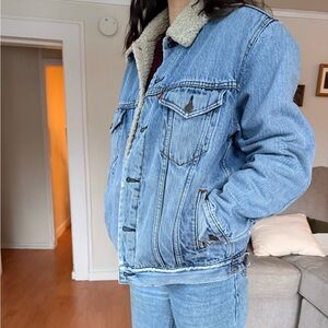 Levi's Blue Denim Sherpa Jacket